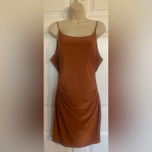 Olive Tree Burnt Orange Rust Mini Dress with Open Back
